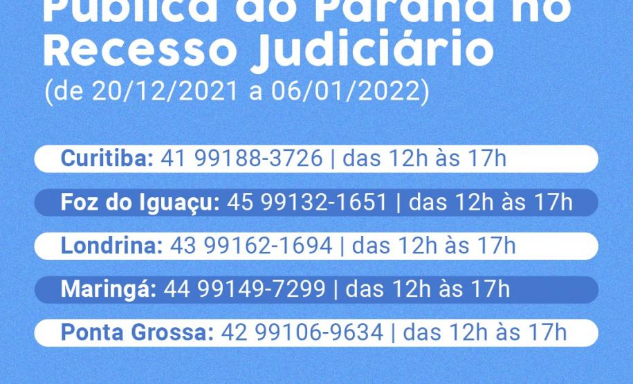 Plantão da DPE-PR no recesso judiciário