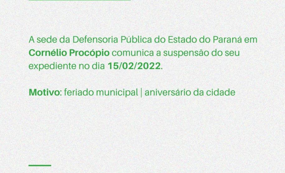 Suspensão do expediente em Cornélio Procópio.