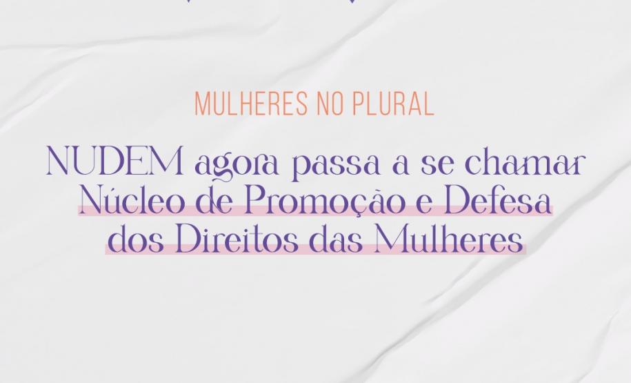 NUDEM agora passa a se chamar Núcleo de Promoção e Defesa dos Direitos das Mulheres