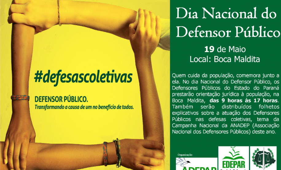 Dia do Defensor Público será comemorado com ação na rua.