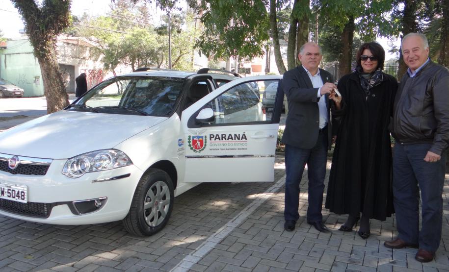 O diretor-presidente do Instituto de Terras, Cartografia e Geociências (ITCG), Amilcar Cabral, a defensora pública-geral do Estado, Josiane Lupion, e o Secretário de Estado do Meio Ambiente e Recursos Hídricos, Luiz Eduardo Cheida.
