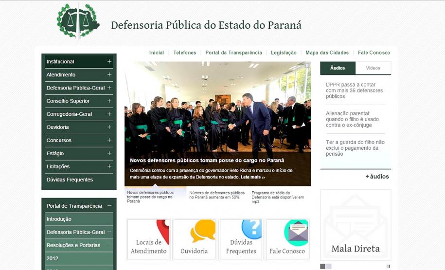 Ícones na página principal facilitam o acesso dos usuários aos tópicos mais acessados do site.