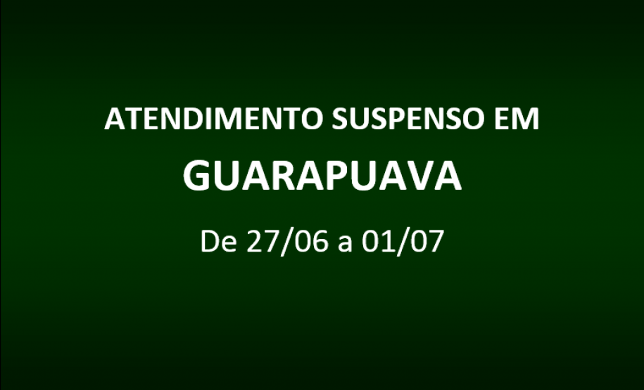 A Defensoria Pública do Paraná em Guarapuava, no Centro-Sul do estado, informa que não haverá distribuição de novas senhas de atendimento nesta semana, entre os dias 27 de junho e 1º de julho.