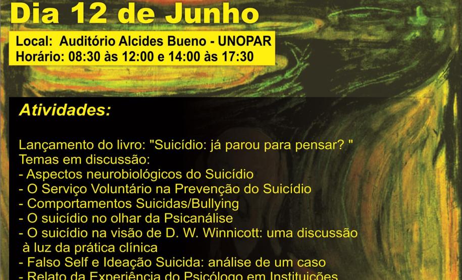 Evento em Londrina vai discutir o suicídio entre crianças e adolescentes cartaz