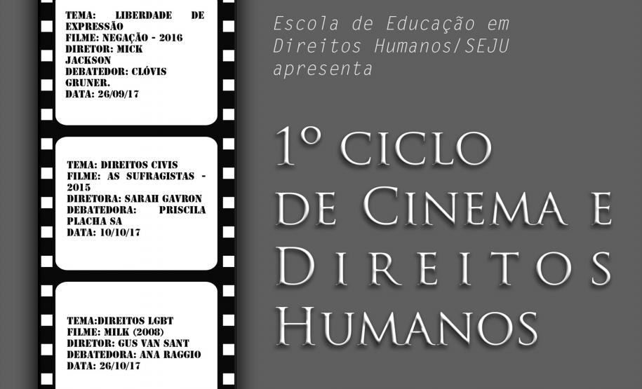 O Ciclo, que ocorrerá entre os meses de setembro e novembro, abordará os temas como “liberdade de expressão”, “questões de gênero”, “direitos LGBT”, “questões raciais”, “movimentos migratórios” e “privação de liberdade”.