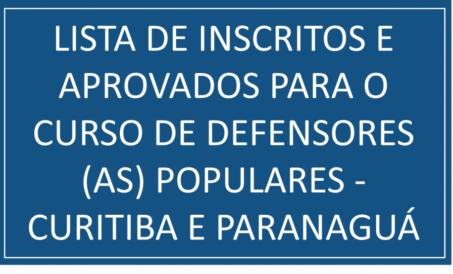 Lista de inscritos e aprovados para o Curso