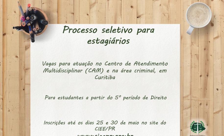 estágio Vagas de estágio na Defensoria Pública.